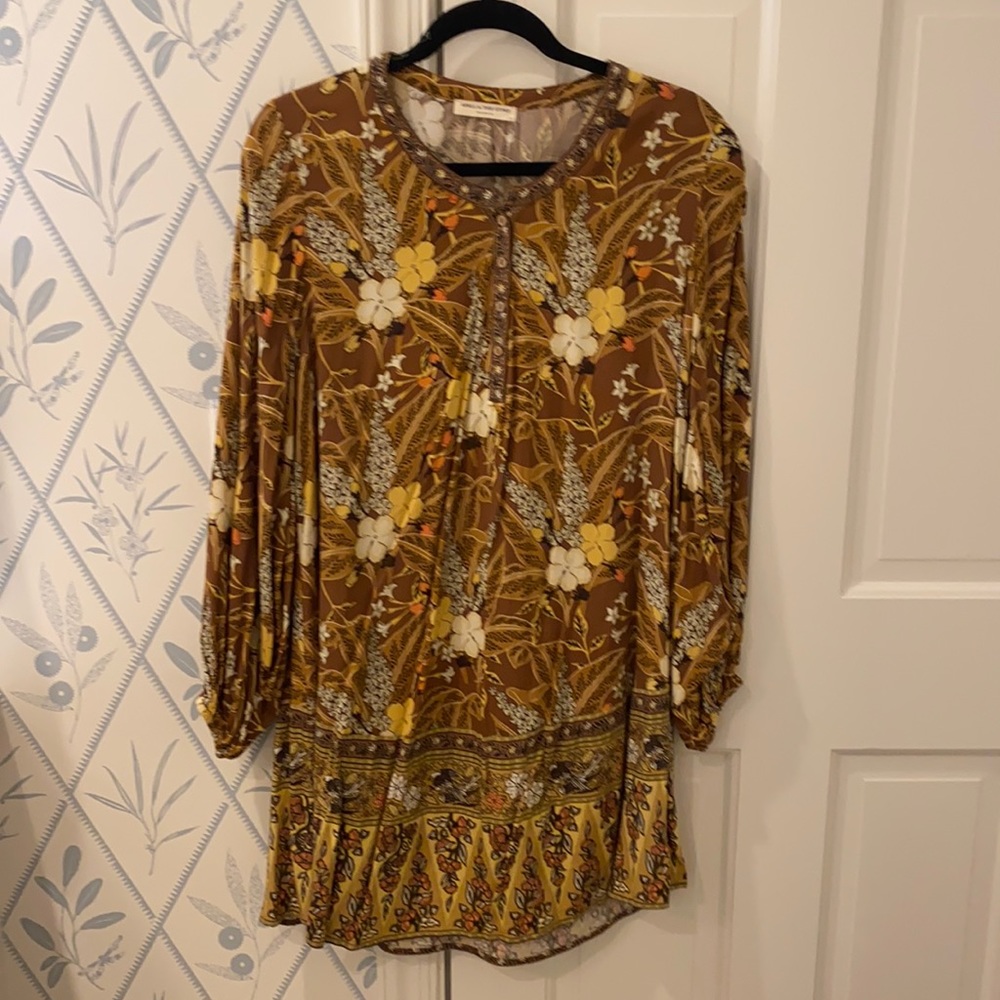 Spell and the Gypsy mini dress. Size small, brown floral prints.